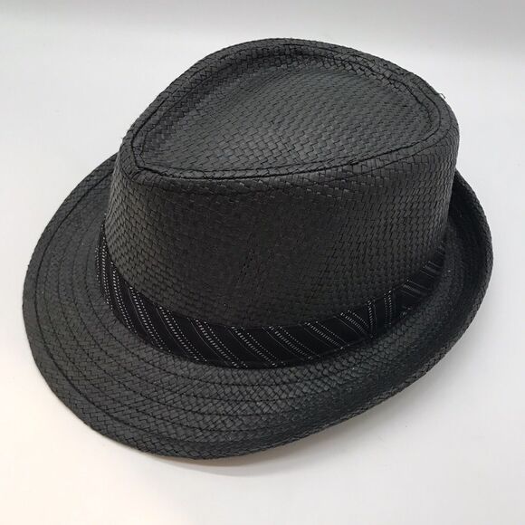 Scala Unisex L Black Summer Straw Fedora Hat Band Trilby Cuban Panama Short Brim - Picture 3 of 10
